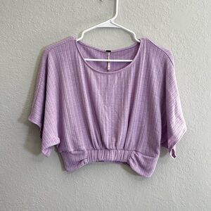 Free People Lavender Ribbed Cropped Tee